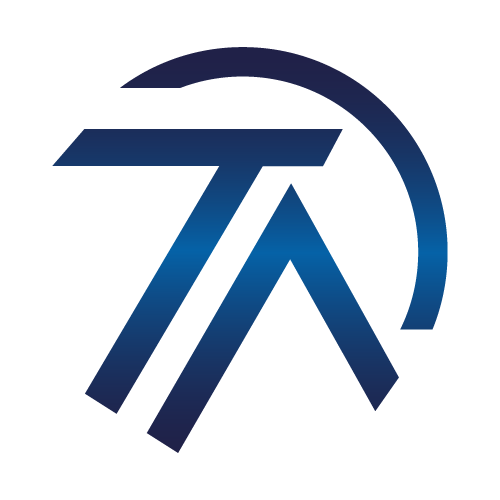 Tools AI logo with a modern blue gradient abstract T and A design